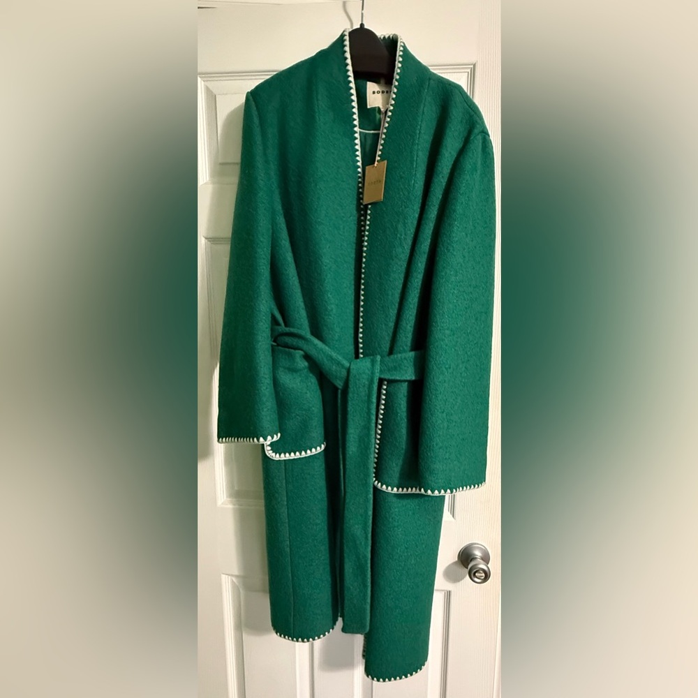 Boden Blanket Stitch Wrap Coat- XL Green Brand New